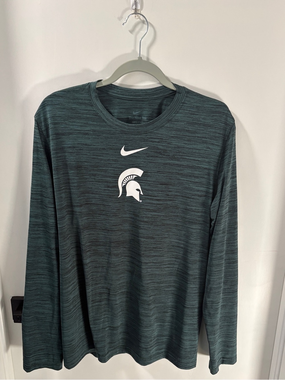Nike Heathered Gray Dri-FIT Long Sleeve Tee with White Logo